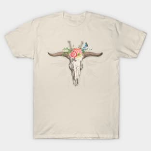 Bull skull with flowers T-Shirt